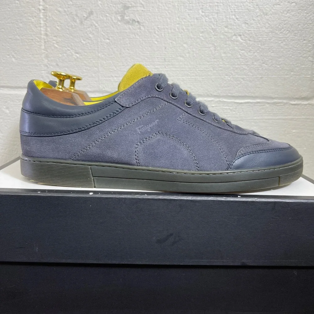 Salvatore Ferragamo 2056 Blue Suede Leather Casual Sneakers Men's 9.5 EE
